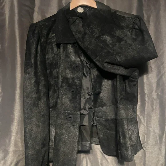 Joseph Israel Suede Black Metallic Jacket Size Large - Picture 3 of 4
